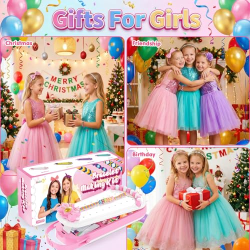 2-in-1 Friendship Bracelet Making Kits: DIY Art and Crafts Jewelry String Braiding Set Toys with Storage Box for Kids - Christmas Birthday Gifts for Girls Age 6 7 8 9 10 11 12 Year Old - White - style: White