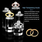 7 Pack Acrylic Ring Display Holder Clear Cylinder Jewelry Stand for Wedding Engagement Rings Organizer Sturdy Solid Showcase