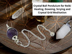 Amazing Gemstone Amethyst Crystal Ball Pendulum for Divination - Dowsing Pendulum Necklace with Chain and Quartz Bead for Reiki Healing and Crystal Grid Meditation - color: Amethyst
