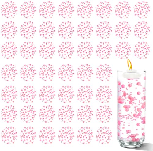 50 PCS Artificial Floating Beads for Centerpieces Vases, Pink Porcelain 8+3mm AB String Beads for Wedding Party Pearl String for Decor, String Pearls for Crafts Vase Filler - color: Pink Porcelain Ab, size: 8+3mm(50pcs)