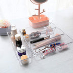 LotFancy 8 Pack Clear Plastic Drawer Organizers, 9.2''×3''×2'', Food Grade Storage Trays, Non-Slip Storage Bins for Kitchen Utensil, Silverware Cutlery, Bathroom, Office Desk, Makeup, Jewelry
