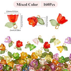 SUNNYCLUE 160Pcs Floral Acrylic Tulip Flower Charms Bulk Transparent Plastic Colorful Spring Flowers Charms for Jewelry Making DIY Crafting Necklaces Bracelet Anklets Adults - style: Flowe 1