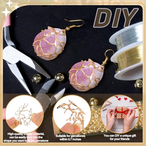 Hicarer 20 Pcs Pendant Trays for Jewelry Making Branch Shape Metal Claw Cage Pendant Holder Crystal Cage Necklace Open Bezels for DIY Necklace Jewelry Making Supplies - color: Gold