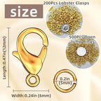 MKCYD 700Pcs Lobster Claw Clasps and Open Jump Rings Set, 14K Gold and Silver Necklace Clasps and Closures Lobster Parrot Trigger Clasp for Jewelry Making - color: Gold