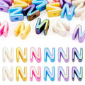 Beadthoven 20pcs Big Letter N Beads Large Hole Bubble Alphabet Acrylic Beads Charm Iridescent Plastic N Shape Loose Chunky Spacers for Jewelry Making Bracelet Necklace Keychains Shoelaces Crafts - color: N