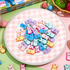 Augshy 64 Pcs Easter Bunnies Charms Resin Rabbit Beads Rabbits Ornament Pendant for Easter DIY Craft Bracelet Necklace Jewelry Making - style: Easter Style