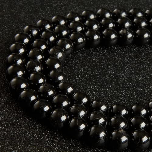 100pcs 6mm Black Tourmaline Beads Natural Gemstone Beads Round Loose Beads for Crafting and Jewelry Making - color: Black Tourmaline, size: 6mm