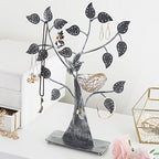 MyGift Silver Metal Jewelry Tree with Bird Nest - Holds up to 48 pair Earrings - color: Silver