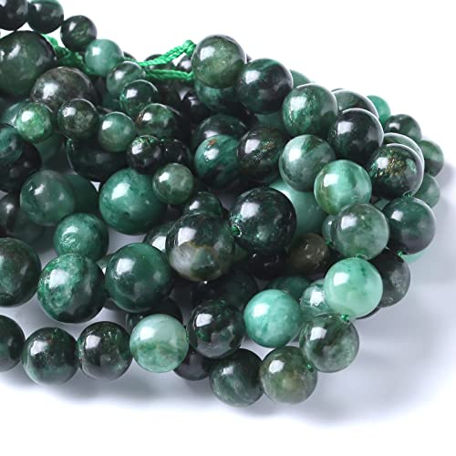 10mm 36pcs Natural Green Emerald Stone Beads Round Loose Beads AAA Energy Healing Power Stone Beads for Jewelry Making DIY Bracelet Necklace 15"(Green Emerald Stone, 10mm) - color: Green Emerald Stone, size: 10mm