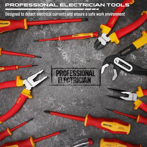 Insulated Screwdriver & Pliers Set: 14-Piece VDE Insulated Set 1000V Insulated Electrician Tool Set with Magnetic Phillips, Slotted Screwdrivers and Insulated Pliers - style: 14 PCS VDE All-in-One + Pliers