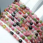 MJDCB Natural Irregular Shape Stone Beads 6-8mm Multicolor Tourmaline Gemstone Energy Cured for Jewelry Making Necklaces - color: Multicolor Tourmaline