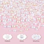 2100Pcs Flatback Nail Pearls Gems, 1.5-5mm White Beige Beads Half Round Nail Charms Beads with Pickup Pencil and Tweezers for Crafting Face Hair Manicure (11-K1-half-pearls-beige-white) - color: 11-K1-half-pearls-beige-white