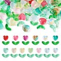 Glass Leaf Beads Crystal Glass Leaf Charms Transparent Leaves Pendants Tiny Green Leaf Bead Caps for Christmas Earring Bracelet Jewelry Making DIY Keychain Craft - color: Tulip & Heart