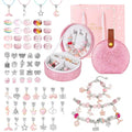 Emibele Girls Charm Beads Bracelet Making Kit with Portable Jewelry Box, Jewelry Making Kit for Kids Age 5 6 7 8-12, DIY Arts Crafts Toys for Teens Girls Gift Choices on Birthday Valentines Christmas - color: A-Pink
