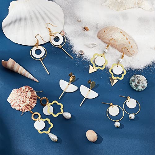 SUNNYCLUE 1 Box DIY 10 Pairs Circle Charms Round Linking Rings Earring Making Kit Triangle Charms for Jewelry Making Flat Shell Pendant Jump Rings Earring Hooks Glass Pearl Beads Adult Women - color: Diy 10 Pairs Circle Charms Earrings