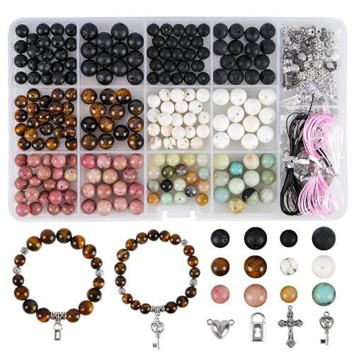 Tunmiok Natural Beads for Bracelets for Jewelry Bracelet Making kit for Adults with Spacer Beads & Bracelet Charms and Natural Stone for Jewelry Making & DIY Bracelet, Necklace, Earring Set Supplies