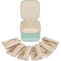 VLANDO Travel Jewelry Box for Women Faux Leather Jewelry Box with 6 Velvet Jewelry Zipper Pockets Earrings Necklace Rings Storage Boxes Christmas Gift for Mom Wife(Lake Blue) - color: 6PCS-Lake Blue