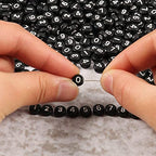 Yochus 1000pcs Black Round Acrylic Number Beads 4x7mm White Figure 0-9" Beads for Jewelry Making and DIY Bracelets, Necklaces, Key Chains - color: Black/White Number, size: 4x7mm