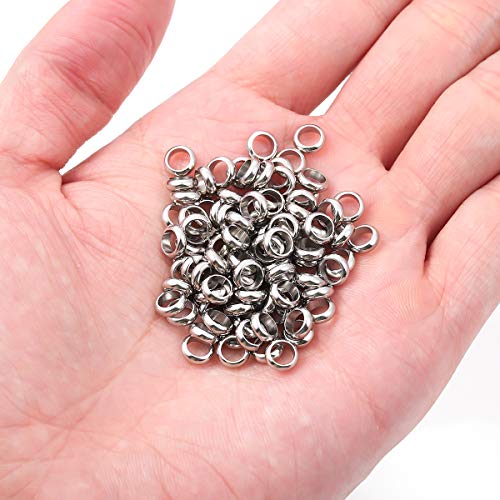 BEADIA Stainless Steel Spacer Beads 6x2mm Rondelle Loose Charm Caps Beads for DIY Jewelry Making 100pcs with 4mm Hole - color: 6x2mm 4mm