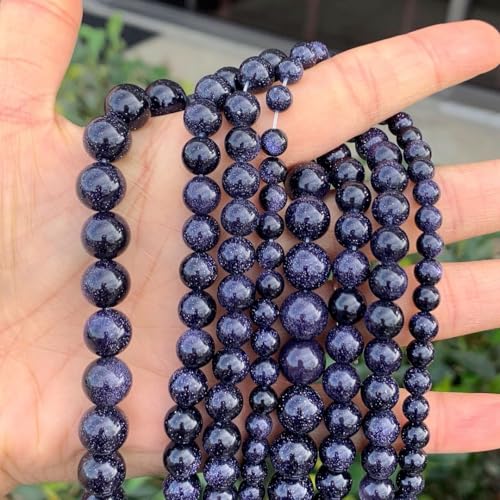 180pcs Adabele Blue Goldstone Sandstone Gemstone 4mm (0.16 Inch) Small Round Beads Gem Stone Spacer for DIY Craft Jewelry Making GS6-4 - color: Blue Goldstone/Imitated Sandstone, size: 4mm (180pcs/2 strands)