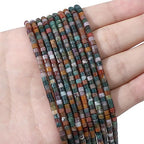 BEADIA Natural Indian Agate Short Cylinder Beads 2x3mm 155pcs Tube Loose Semi Gemstone Beads for Jewelry Making Design - color: Indian Agate