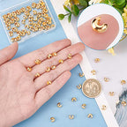 Beebeecraft 1 Box 100Pcs 18K Gold Plated Crimp Bead Covers Metal Half Round Open Crimp Beads Knot Covers Caps 5mm for DIY Jewelry Makings - color: Gold, size: 5mm