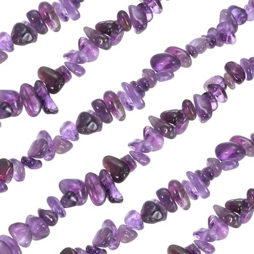 MECCANIXITY 220 Pcs Natural Drilled Purple Gemstone Chips Bulk 5mm to 8mm Dia. Irregular Tumbled Crystal Chip Beads for Jewelry Making Craft Supplies Craft Supplies (Purple) - color: Purple, size: 5-8mm