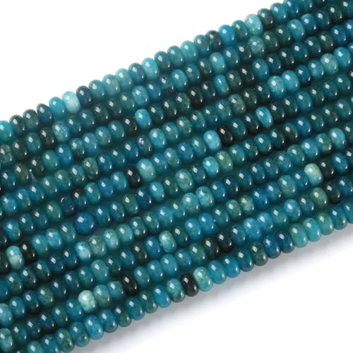 76pcs 5x8mm Natural Stone Blue Black Jade Rondelle Spacer Loose Beads Abacus Disk Stone Round Loose Gemstone Beads for Jewelry Making DIY Bracelet Necklace - color: Blue Black Stone