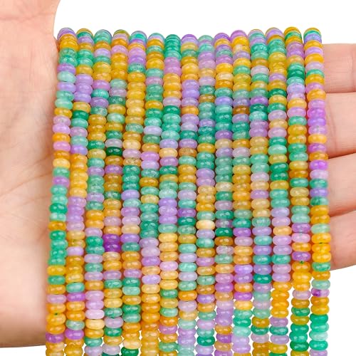 BONNY BOXX 1 Strand (150PCs) Natural 2 * 4mm Colorful Rondelle Beads, Natural Abacus Disk Stone Beads Loose Spacer Gemstone for DIY Bracelet Necklace Jewelry Making - color: Mix Colors 2, size: 2*4MM
