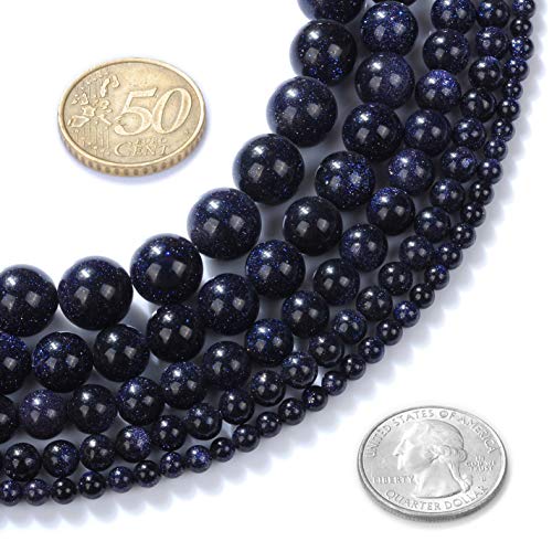 Natural Stone Beads 2mm Blue Sand Stone Round Loose Beads Crystal Energy Stone Healing Power for Jewelry Making DIY,1 Strand 15" - color: Blue Sand, size: 2MM