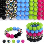 100 Pcs 15mm Silicone Beads for Keychain Making, Pink Gream Silicone Beads Bulk Round for Bracelets Pens Crafts Jewelry Making (Black Red) - color: Black Red