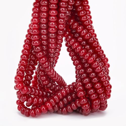 2 Strands (150PCs) Garnet Jade Rondelle Beads, 5 * 8mm Gemstone Loose Spacer Abacus Disk Beads for DIY Bracelet Necklace Earrings Jewelry Making, Craft Supplies Beading Kit - color: Garnet Jade, size: 5*8MM