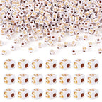 FASHEWELRY 500Pcs White Golden Letter Beads 4.5mm Square Alphabet Beads Acrylic Cube Letter S Beads for Friendship Bracelet Necklace Keychains Jewelry Making - color: Letter S