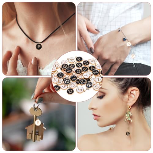 104 PCS Letter Charms for Jewelry Making - Double Sided Alphabet & Initial Charms for Necklace & Bracelet - color: 2 colors