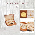 Travel Jewelry Case Small Wood Jewelry Organizer Jewelry Box for Women (Nut-Brown Print C) - color: Nut-Brown Print C