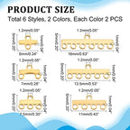 UNICRAFTALE 24 Pcs 2 Color 6 Styles 304 Stainless Steel Chandelier Component Links Multi Loop Connectors MultiStrand Clasps Lock Rectangle for Necklace Bracelet Jewellery Making Hole 1.2mm