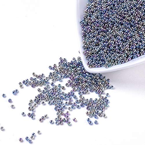 Craftdady 12/0 Metallic Round Glass Seed Beads 2mm Colorful Tiny Loose Ball Pony Spacer Beads About 3300Pcs for Jewelry Making Hole: 0.3mm - color: Metallic Colorful, 2mm