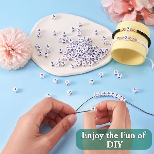 FASHEWELRY 300Pcs Cube White Acrylic Letter Beads 6x6mm Letter A Alphabet Beads for DIY Bracelet Necklace Jewelry Making - color: Letter A, size: 6x6x6mm