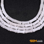 GEM-Inside 30Pcs 5x12mm Natural White Jade Stone Plant Bamboo Knot Bone Beads for Jewelry Making Power Energy Chakra Stone Beads - color: White Jade