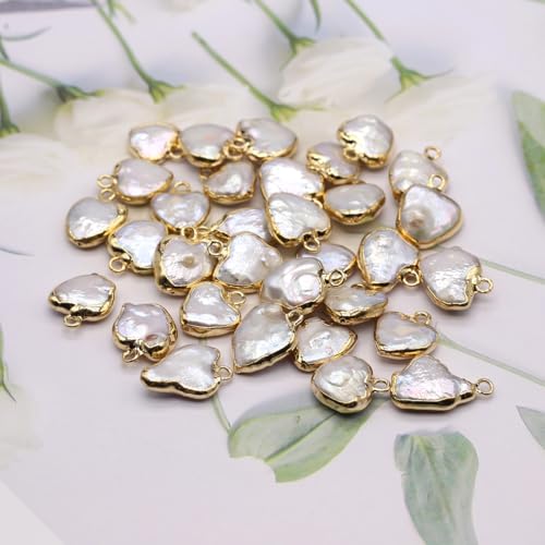 10PCS Natural Pearl Pendants Irregular Multiple Shapes Cultured Freshwater Baroque Pearl Charms for Jewelry Making Gift - color: 16x25mm