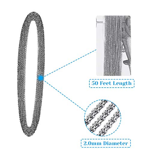 50 Feet Stainless Steel Chains for Jewelry Making, Anezus Jewelry Chain Bulk Small Metal Chains with 100 Jump Rings 30 Lobster Clasps for Necklace Making Bracelet DIY - size: 2mm