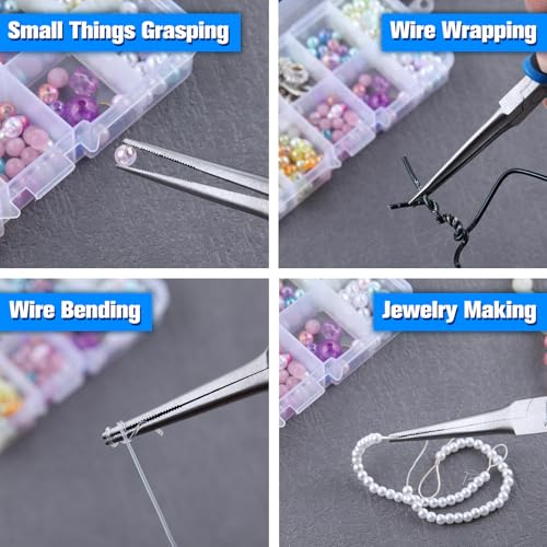 SPEEDWOX Mini Needle Nose Pliers Serrated Jaw with Protective Cover Needle Nose Pliers For Jewelry Making Mini Precision Wire Looping Fine Plier For Jewelry Making Wire Bending Small Object Gripping - style: Needle Nose Pliers Serrated Jaw with Cover