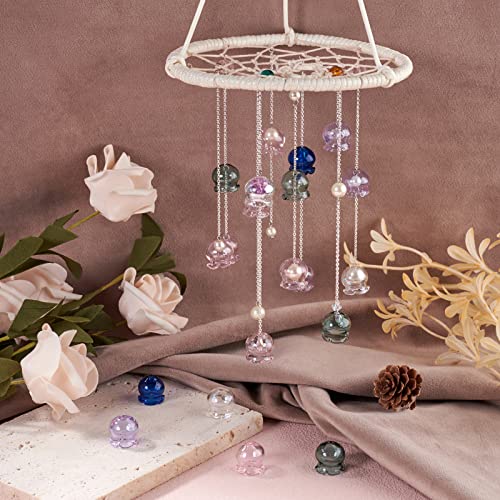 FASHEWELRY 10pcs Handmade Glass Trumpet Flower Beads Colorful Crystal Floral Beads Crystal Trumpet Flower Spacer Bead Bulk for Jewelry Bracelets Earring Craft Making (Pink) - color: Pink