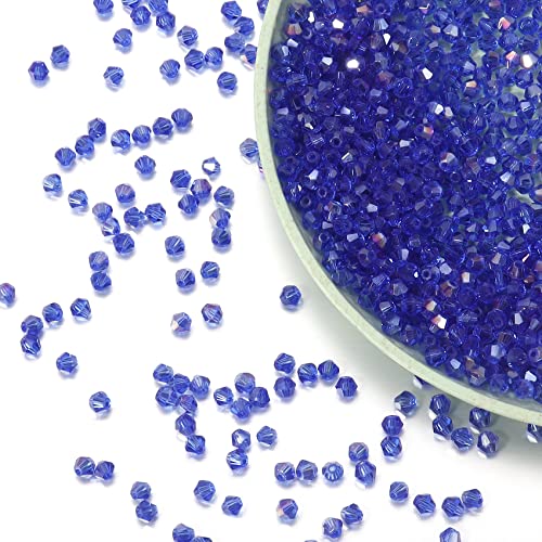 1000pcs Crystal Glass Beads 4mm Bulk Faceted Bicone Spacer Beads for DIY Jewelry Making - color: light blue AB, size: 4mm
