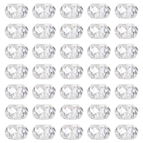 Pandahall 100pcs Glass European Beads Large Hole Beads Round Faceted Rondelle Slide Charms No Metal Core for Bracelet Jewelry Makings Crystal AB 14mm in Diameter