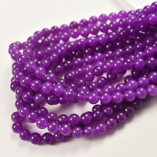 6mm Purple Jade Chalcedony Stone Beads Natural Crystal Gemstone Round Loose Beads for DIY Jewelry Making 15"/Strand - color: Purple Chalcedony Jade, size: 6mm