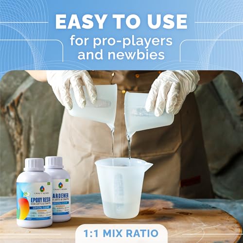 CRAFT RESIN 1 Gallon Crystal Clear Epoxy Resin Kit with Pumps - Food Safe & UV Resistant for DIY Art, Wood, Jewelry Making, Coasters, Mold Casting Resin Epoxy - Low Viscosity for Beginners & Pros - size: 1 Gallon