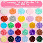 shynek 4800 Pieces 2x4mm Glass Rondelle Seed Beads for Jewelry Making, 28 Colors Small Beads for Bracelets, Embroidery, Crochet Craft Projects