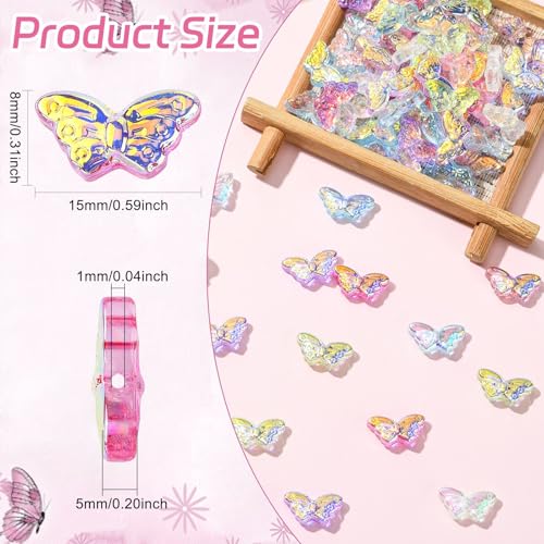 Stiesy Electroplated Butterfly Beads 80Pcs, Handmade Lampwork Glass Spacer Loose Beads Bulk for Women's DIY Fashion Jewelry and Craft Creations - color: Butterfly-8 Colors-80pcs