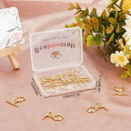 Beebeecraft 15 Sets 18K Gold Plated Toggle Jewelry Clasps Connectors Round Ring Toggle T Bar Clasps Sets for Necklace Bracelet Earring Making, 15x12mm - color: #2 15 sets